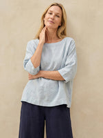 Linen Boatneck 3/4 Length Sleeve Top