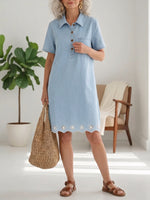 Casual Embroidered Denim Dress