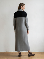 Single-button loose knit dress