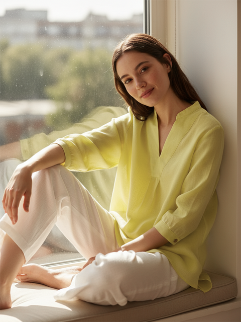 Linen Dress Shirt LemonYellow / 2XL