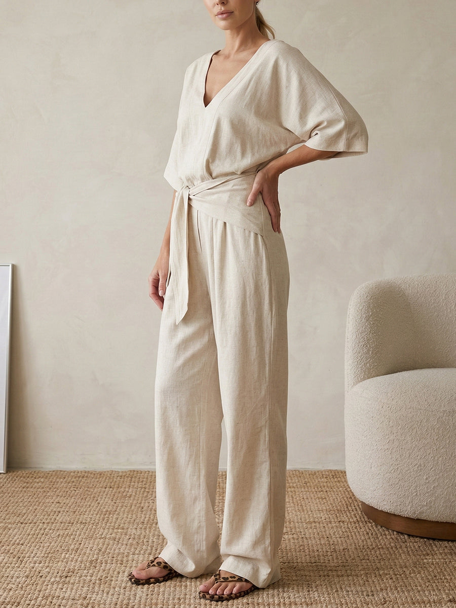 Women's Linen And Cotton Jumpsuit