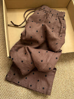 Classic Casual Embroidered Polka-dot Linen-cotton Trousers
