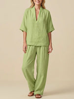 Casual And Cozy Minimalist Linen Two-piece Set for Women