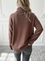 Casual High-Neck Button-Down Knit Sweater