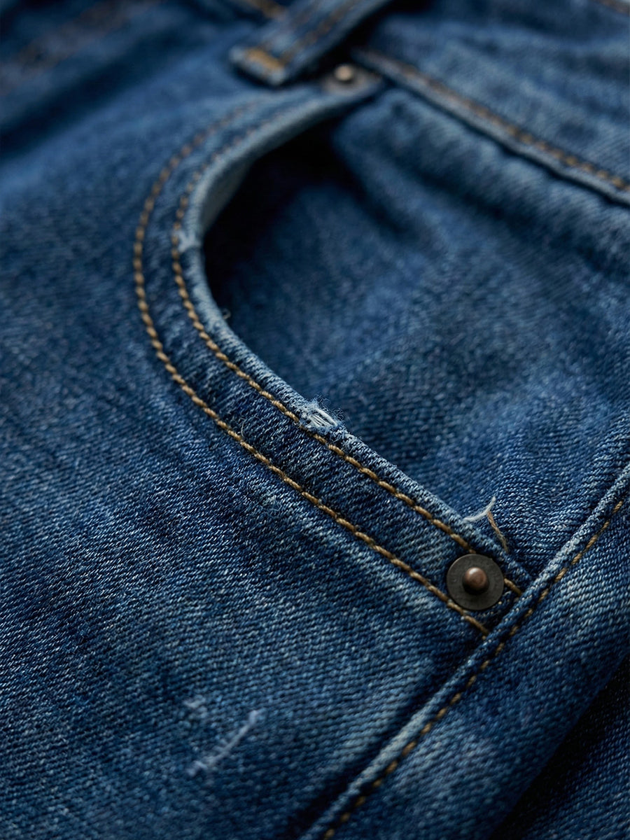 Women’s Casual Cross Design Washed Cotton Denim Jeans