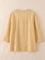 Casual Embroidered Linen And Cotton Shirt