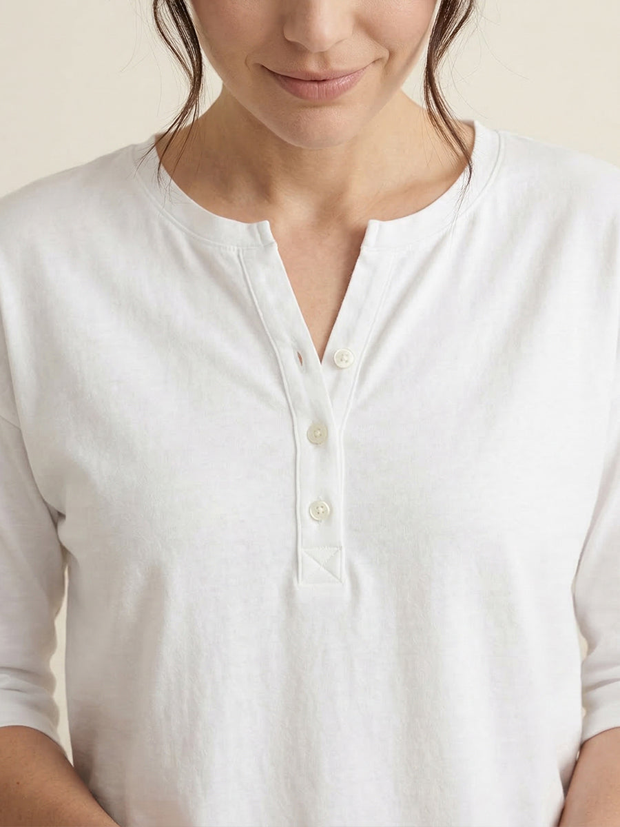 Classic Henley Collar 100% Cotton T-shirt
