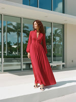 Women's Elegant Romantic Vacation Spring Maxi Dress Red Frock