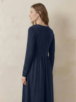 Wool Layered Neck Pleated Maxi Dress BILLIE