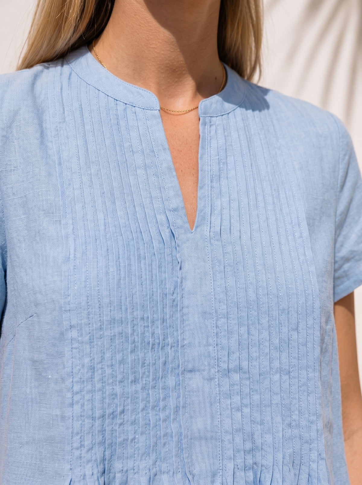 Casual Pleated Linen And Cotton Short-sleeve Dress
