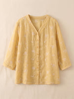 Casual Embroidered Linen And Cotton Shirt