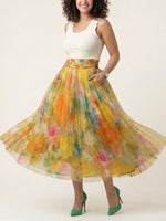 Mother’s Day Watercolor Mesh Maxi Skirt – Soft, Elegant & Timeless