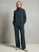 Casual Travel Stand Collar Side Zipper Top Straight Pants Two-Piece Set