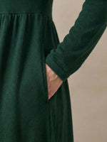 Wool Layered Neck Pleated Maxi Dress BILLIE