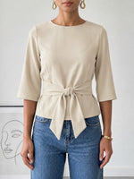 Womens Casual Tie-up Cotton T-shirt