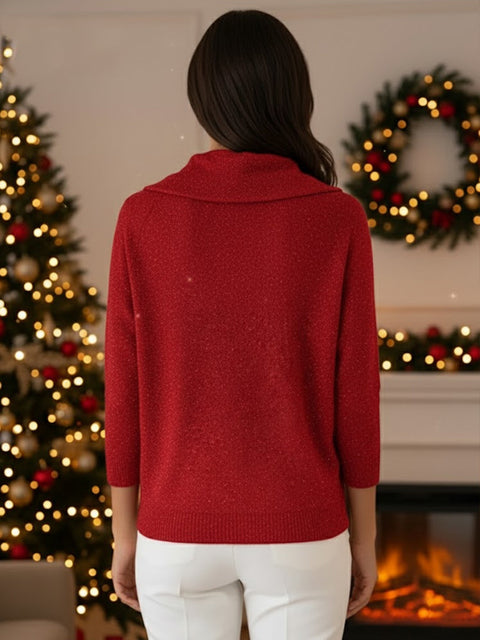Women’s Elegant Solid Color Loose Shiny Sweater