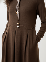 Wool Arc-Panel Sculpted Pleats Maxi Dress