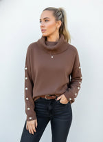 Casual High-Neck Button-Down Knit Sweater