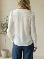 Vintage Peter Pan Collar Embroidered Floral Button-Up Shirt