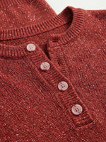 Women's Shiny Henley Neck Solid Color Sweater Top