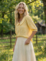 Women’s Vintage Peter Pan Collar Embroidered Floral Shirt