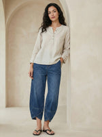 Women’s Casual Cross Design Washed Cotton Denim Jeans