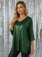 Women's Sparkly Christmas V-neck Top