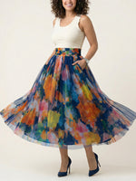 Mother’s Day Watercolor Mesh Maxi Skirt – Soft, Elegant & Timeless