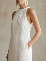 Retro Cozy Lace Linen Dress Spring White Dresses for Women