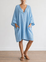 Loose-fit Casual Plus Size Linen And Cotton Dress