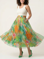Mother’s Day Watercolor Mesh Maxi Skirt – Soft, Elegant & Timeless