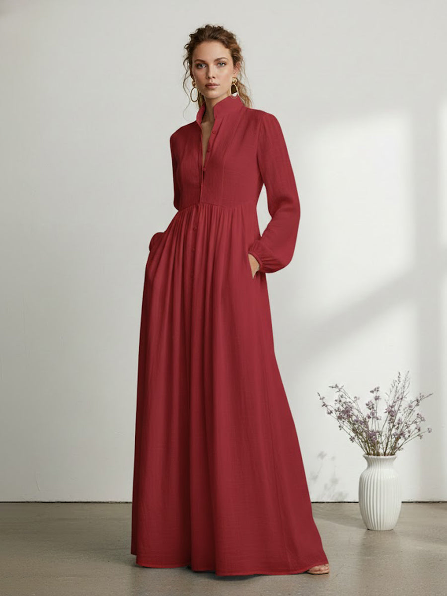 Women's Elegant Romantic Vacation Spring Maxi Dress Red Frock
