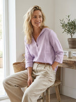 Women's Linen Shawl V-Neck Half Sleeve Top