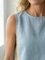 Women's Round Neck Sleeveless Casual Loose Top And High-waisted Loose Wide-leg Pants Cotton And Linen Set