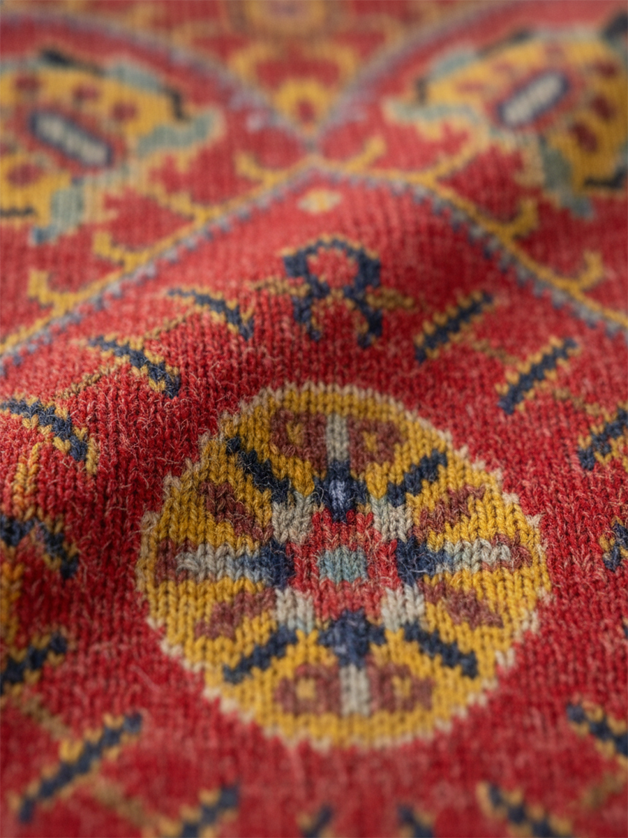 Women's Retro Ethnic Totem Art Print Casual Knitted Pocket Hooded Tunic Top