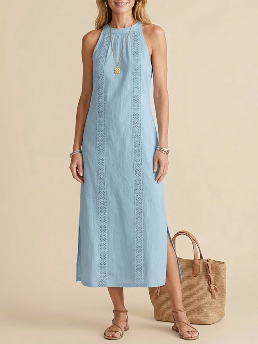 Retro Cozy Lace Linen Dress Spring White Dresses for Women