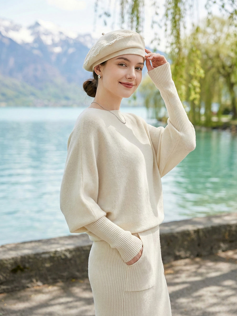 Women's Spring Irregular Shawl Batwing Sleeve Loose Sweater