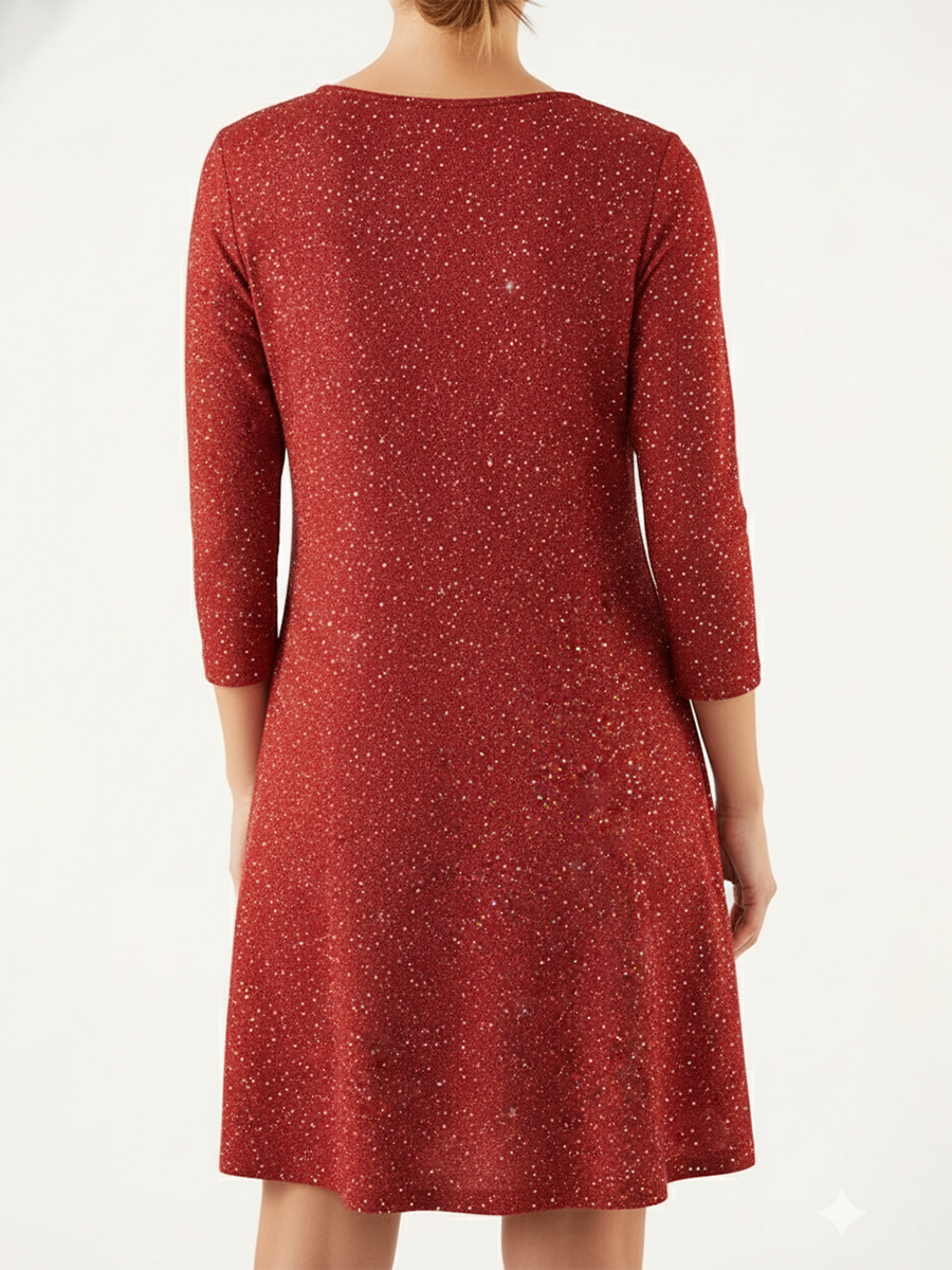 Elegant Christmas V-neck Sparkling Red Prom Dress