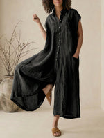 Women’s Linen Blend Sleeveless Wide-Leg Jumpsuit