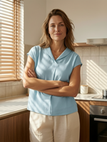 Womens Linen Shawl V-Neck Cap Sleeves Top