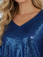 Women's Sparkly Christmas V-neck Top
