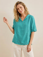 Linen V-Neck Short Sleeve Shirt