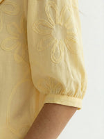 Women’s Vintage Peter Pan Collar Embroidered Floral Shirt