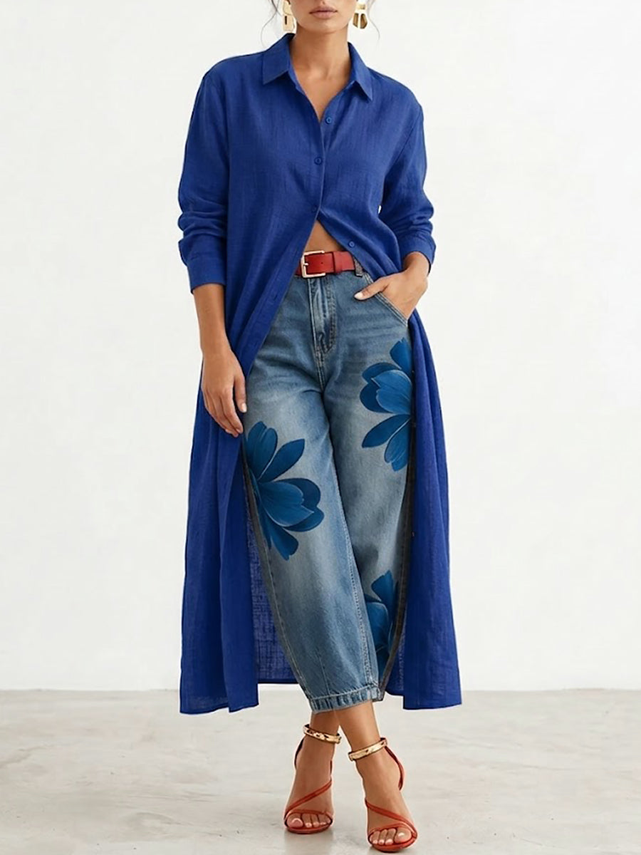 Casual Linen And Cotton Shirt Dress