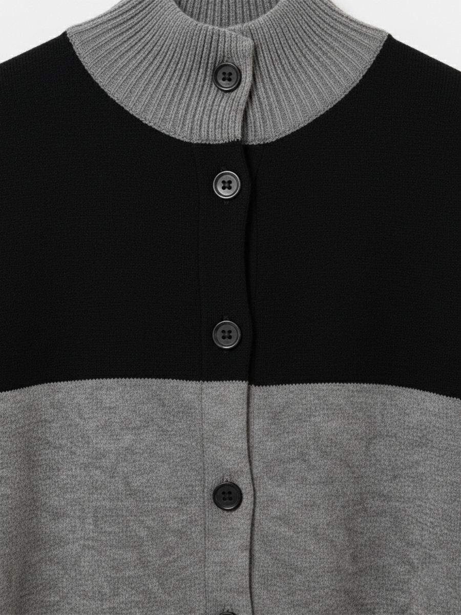 Single-button loose knit dress