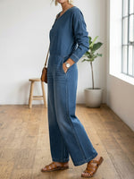 Women's Fashionable Off-the-shoulder Denim Jumpsuit