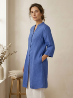 Womens Linen Hand Button Long Top