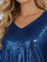 Women's Sparkly Christmas V-neck Top