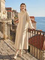 Spring Turtleneck Loose Woolen Dress