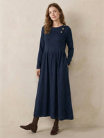 Wool Layered Neck Pleated Maxi Dress BILLIE